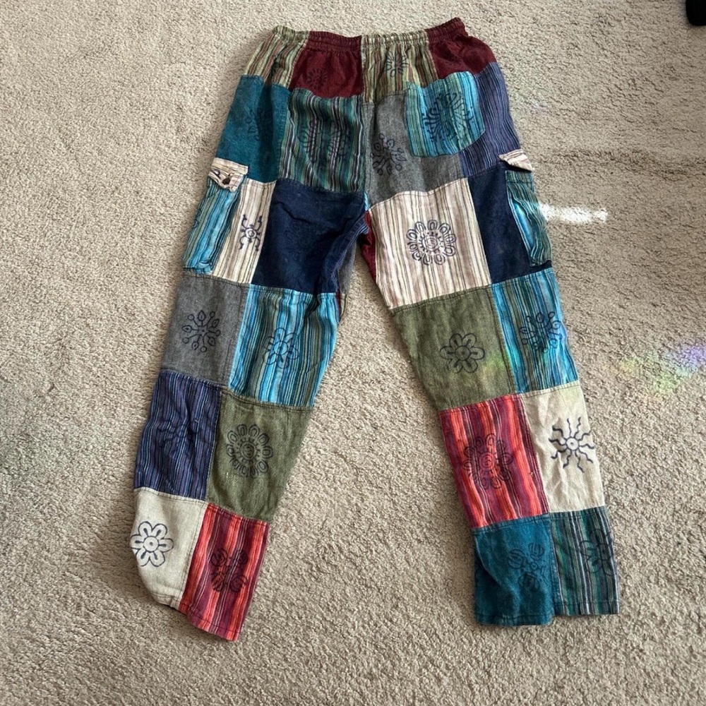 Multicolor Patchwork Cargo Pants - image 2